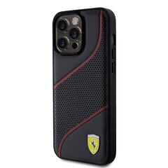 Ferrari PU Leather Perforated Slanted Line Case for iPhone 15 Pro Max Black цена и информация | Чехлы для телефонов | kaup24.ee