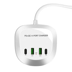 Travel charger T3P+ - 2xType C + 2xUSB - QC + PD 40W white цена и информация | Зарядные устройства для телефонов | kaup24.ee