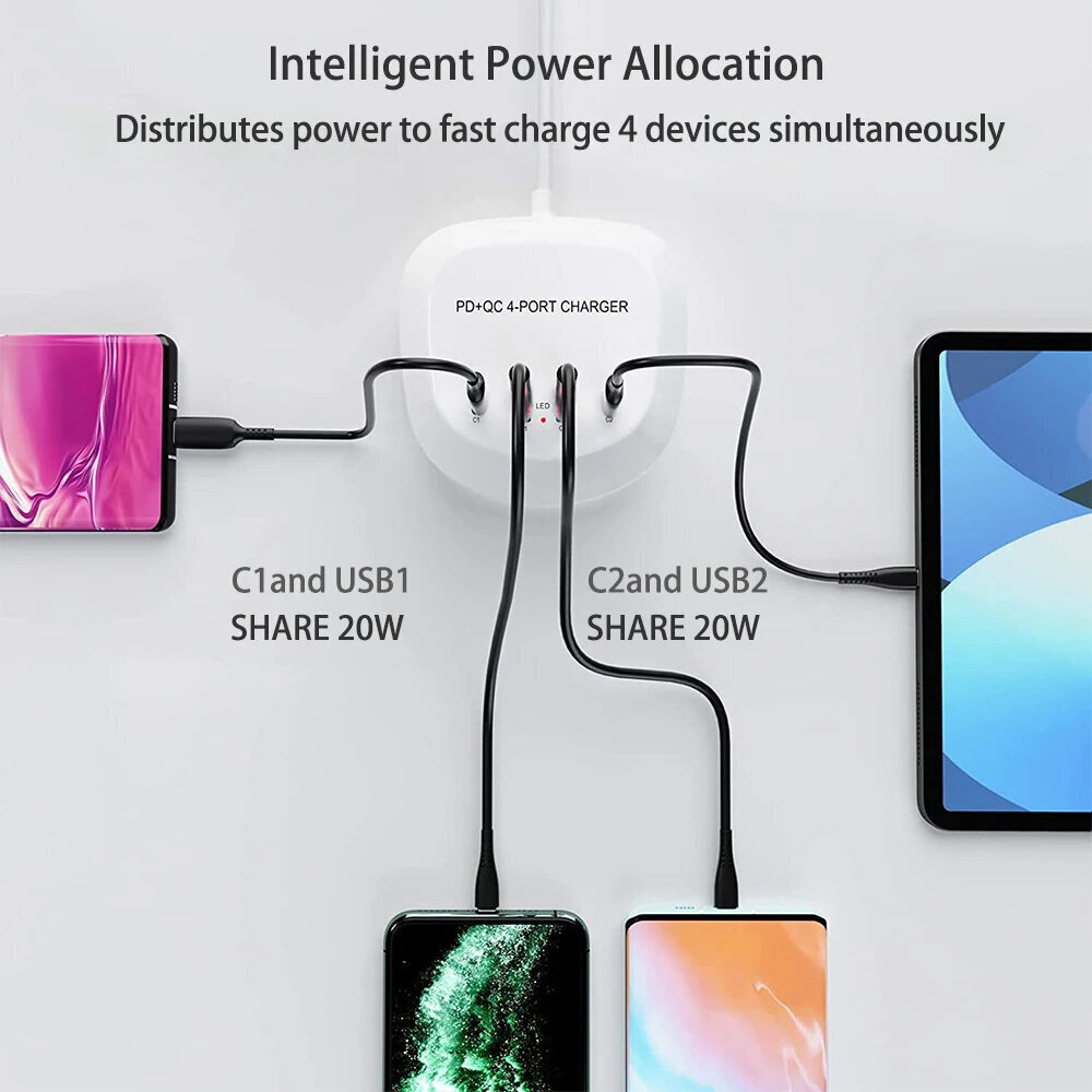 Toptel QC + PD 4-Port hind ja info | Mobiiltelefonide laadijad | kaup24.ee