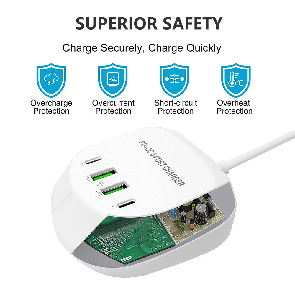 Toptel QC + PD 4-Port hind ja info | Mobiiltelefonide laadijad | kaup24.ee