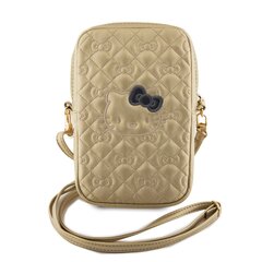 Hello Kitty PU Leather Quilted Pattern Kitty Head Logo Phone Bag Gold цена и информация | Чехлы для телефонов | kaup24.ee