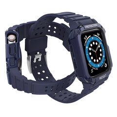 Защитный ремешок Ремешок с чехлом для Apple Watch 7 / SE (45/44/42 мм) Бронированный чехол для часов Синий цена и информация | Аксессуары для смарт-часов и браслетов | kaup24.ee