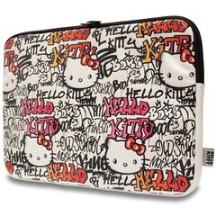 Hello Kitty Sleeve HKCSZPDGPTE 14" beżowy|beige Zip PU Tags Graffiti цена и информация | Чехлы для планшетов и электронных книг | kaup24.ee