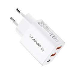 Wozinsky CWCUCW Настенное зарядное устройство USB-C / 2 x USB-A 30 Вт — белый цена и информация | Зарядные устройства для телефонов | kaup24.ee