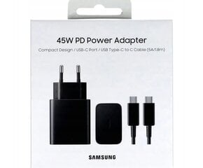 Дорожный адаптер Samsung 45 Вт, черный цена и информация | Адаптеры и USB-hub | kaup24.ee