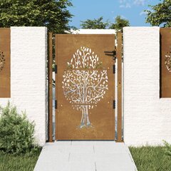 vidaXL aiavärav, 105 x 130 cm, Corteni teras, puu kujundus hind ja info | Aiad ja tarvikud | kaup24.ee