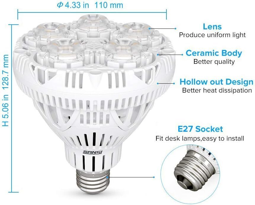 LED lamp Sansi 24 W toataimedele hind ja info | Nutipotid ja taimelambid | kaup24.ee