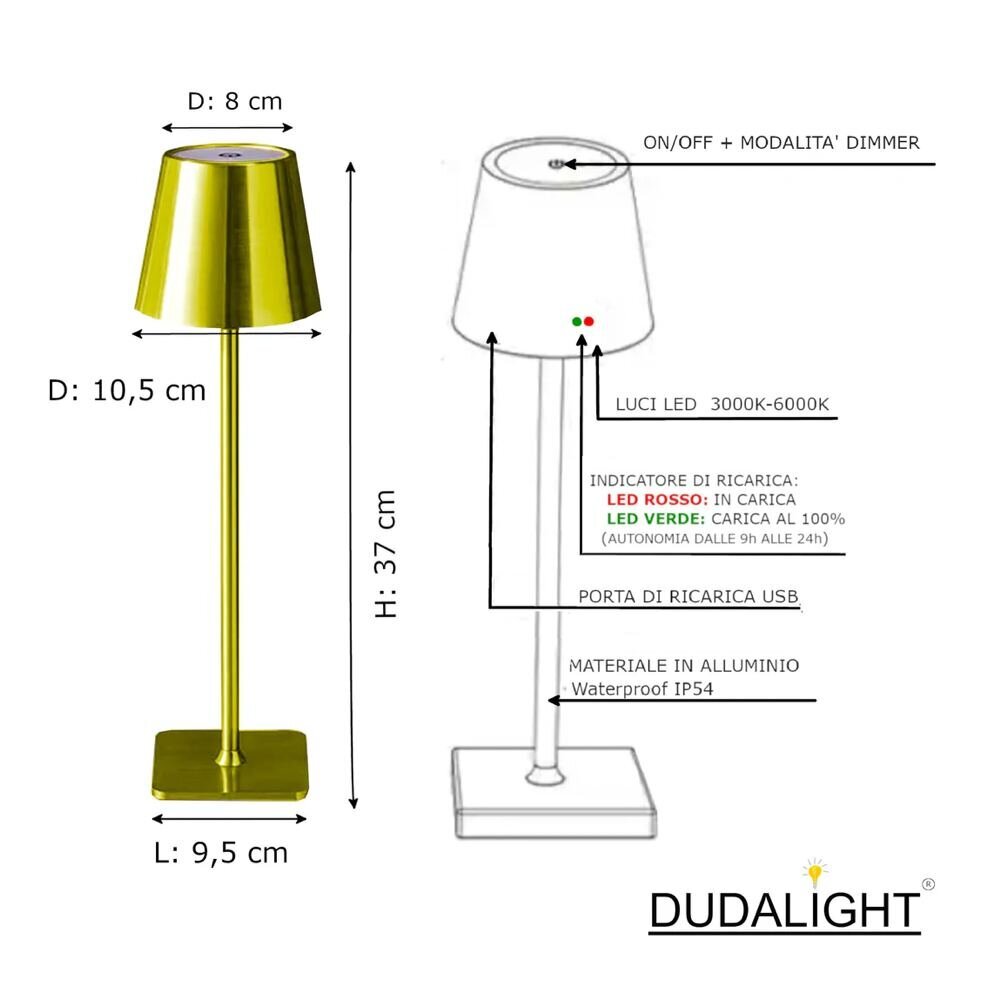 Dudalight USB laetav LED laualamp, kuldne hind ja info | Laualambid | kaup24.ee