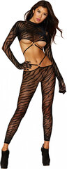 Kehasukk Dreamgirl Zebra Black Net Strappy Bodystocking Set hind ja info | Naiste sekspesu | kaup24.ee