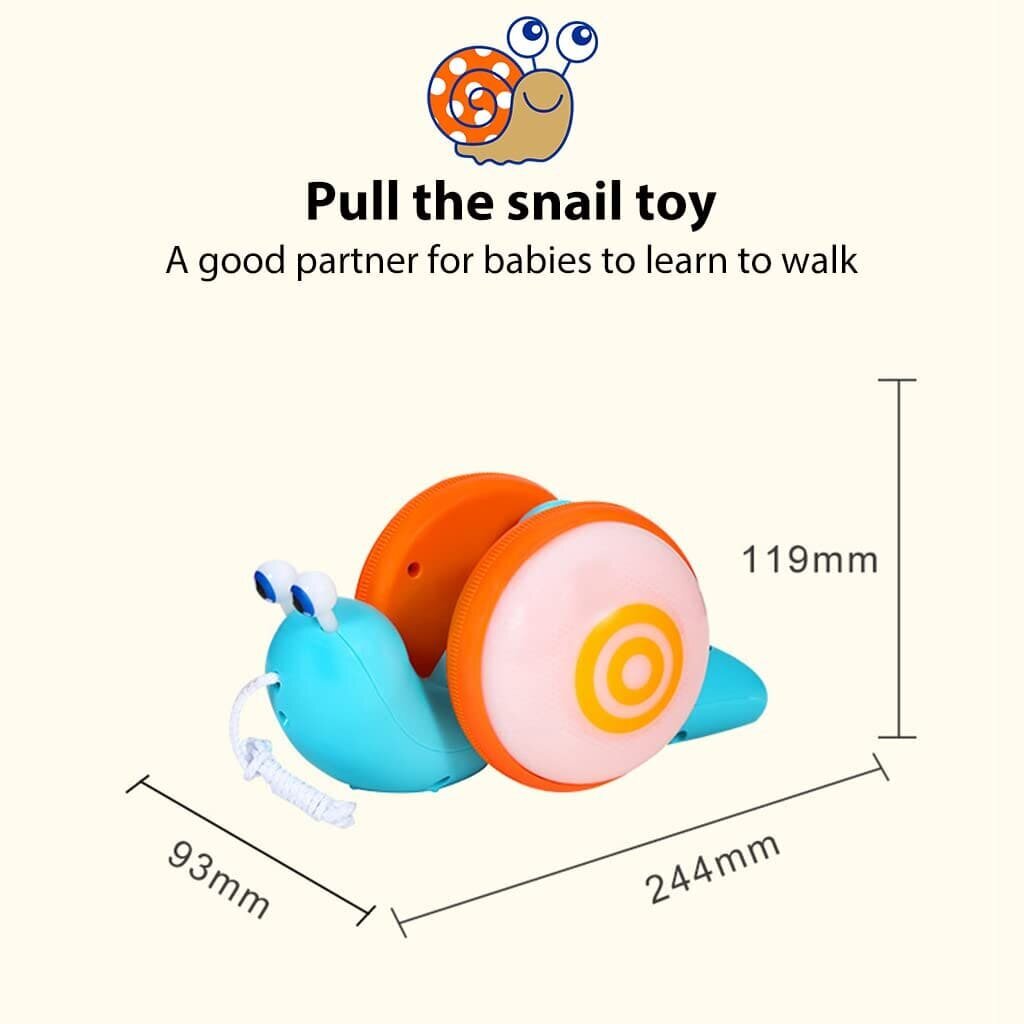 Interaktiivne laste mänguasi helendav muusikaline tigu Halpix Snail Pull Along Toy hind ja info | Imikute mänguasjad | kaup24.ee