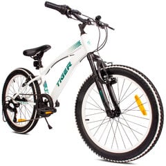 20-tolline poiste MTB jalgratas Shimano 6 käiguga Tiger Bike valge hind ja info | Jalgrattad | kaup24.ee