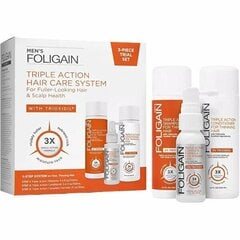 Juuksehoolduskomplekt Foligain Complete System Men Triple Action meestele: šampoon, 100 ml + palsam, 100 ml + sprei, 30 ml hind ja info | Maskid, õlid, seerumid | kaup24.ee