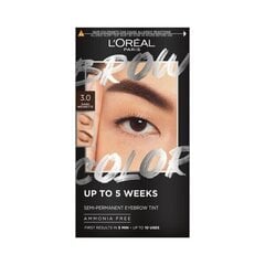 Краска для бровей L'Oréal Paris Brow Color Semi-permanent, 3.0 Темный брюнет цена и информация | Тушь, средства для роста ресниц, тени для век, карандаши для глаз | kaup24.ee