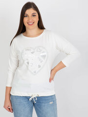 блузка больших размеров цвета экрю с аппликацией в форме сердца цена и информация | Женские блузки, рубашки | kaup24.ee