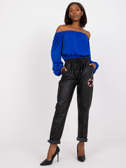 черный - прямые брюки из экокожи с высокой талией lana цена и информация | Женские брюки | kaup24.ee