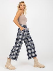 dunkelblaue culoty hose aus stoff mit karomuster цена и информация | Женские брюки | kaup24.ee