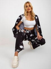 черные широкие тканевые брюки с цветочным принтом от suit цена и информация | Женские брюки | kaup24.ee