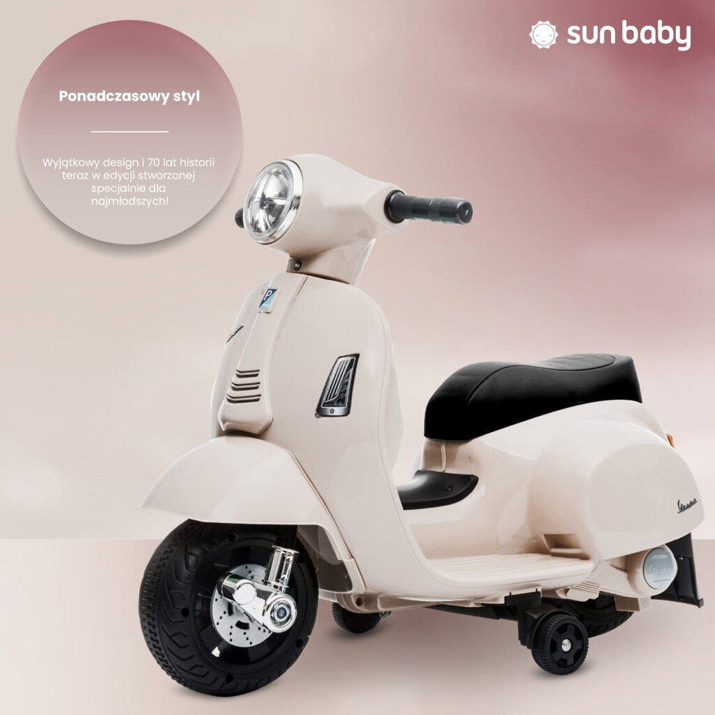 Elektriline roller lastele Vespa 35W, ecru Sun Baby hind ja info | Laste elektriautod | kaup24.ee