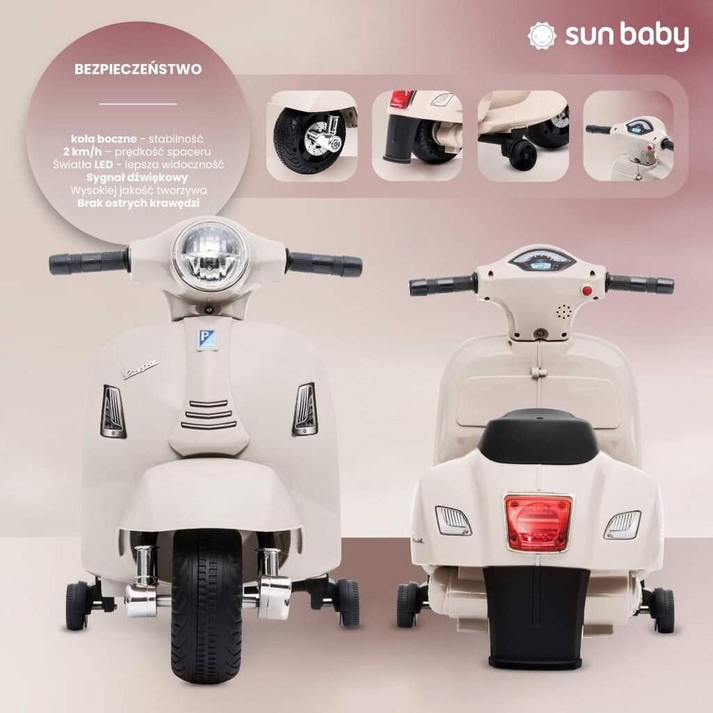 Elektriline roller lastele Vespa 35W, ecru Sun Baby hind ja info | Laste elektriautod | kaup24.ee