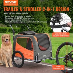 Прицеп для велосипеда и прогулочная коляска для животных 2 в 1 Vevor, оранжевая цена и информация | Переноски, сумки | kaup24.ee