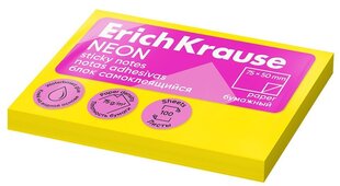 Клейкая бумага для записей ErichKrause Neon, 50х75мм, 100 листов, неоновый желтый цена и информация | Канцелярские товары | kaup24.ee