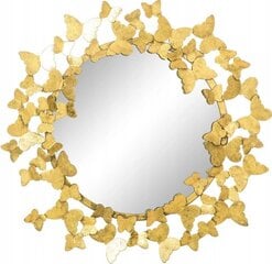 Круглое зеркало Butterfly с античной отделкой, 67 см, золотое цена и информация | Зеркала | kaup24.ee