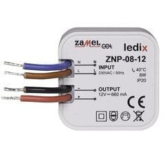 LED toiteplokk 8W 12V DC - ZNP-08-12 hind ja info | Toiteplokid | kaup24.ee