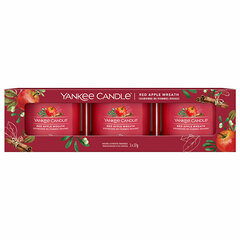 Yankee Candle Набор вотивных свечей в стекле Red Apple Wreath 3 x 37 г цена и информация | Подсвечники, свечи | kaup24.ee