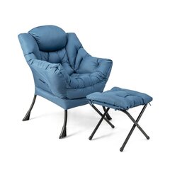Кресло для гостиной с подставкой для ног Costway, синий, 75 х 81 х 94,5 см цена и информация | Кресла в гостиную | kaup24.ee
