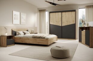 Lova ADRK Furniture Atson, 140x200 cm, hall/must hind ja info | Voodid | kaup24.ee