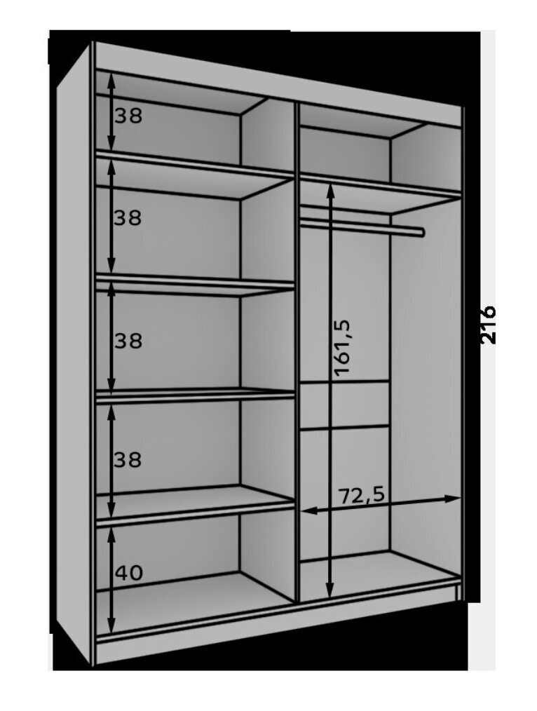 Kapp ADRK Furniture Atson 150, hall/valge hind ja info | Kapid | kaup24.ee