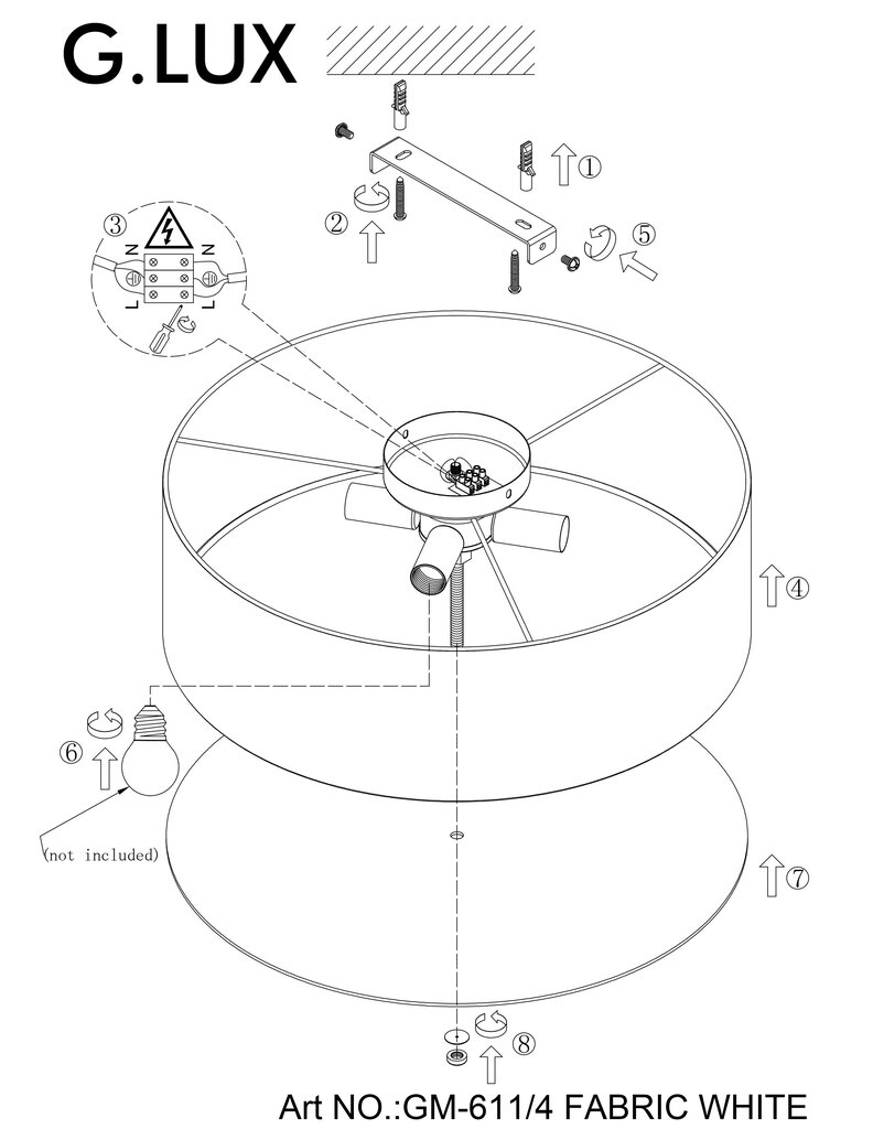 G.Lux laevalgusti GM-611/4 Fabric White цена и информация | Laelambid | kaup24.ee