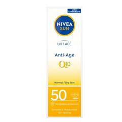 Крем для лица Nivea Sun UV Face Anti Age Q10 SPF50, 50 мл цена и информация | Кремы от загара | kaup24.ee