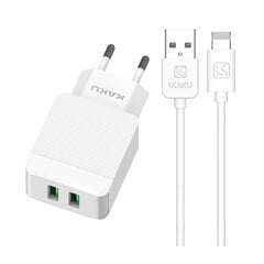 KAKU Wall charger KSC-371 Haoyi - 2xUSB - 12W 2,4A with USB to Lightning cable white цена и информация | Зарядные устройства для телефонов | kaup24.ee