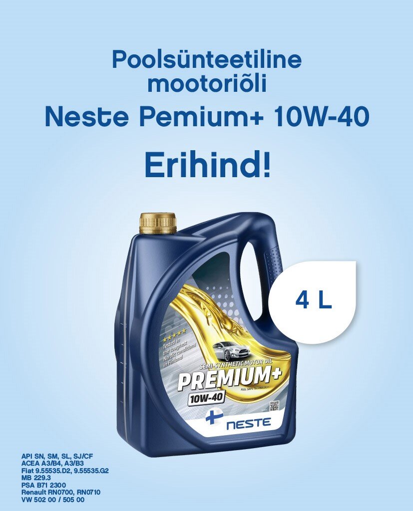 Mootoriõli Neste Premium+ 10W-40, 4L цена | kaup24.ee