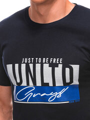 мужская футболка с принтом s1897 - темно-синяя цена и информация | Мужские футболки | kaup24.ee