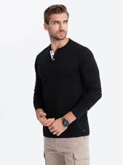 мужская футболка henley с круглым вырезом и длинным рукавом — черная v4 om-lscl-0107 цена и информация | Мужские футболки | kaup24.ee