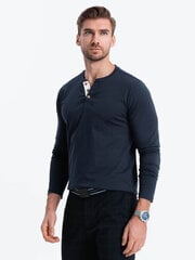 мужская рубашка henley с круглым вырезом и длинным рукавом — темно-синий v3 om-lscl-0107 цена и информация | Мужские футболки | kaup24.ee