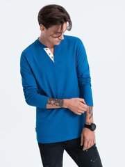 мужская рубашка henley с круглым вырезом и длинными рукавами — синяя v2 om-lscl-0107 цена и информация | Мужские футболки | kaup24.ee