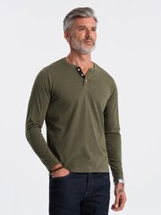 мужская рубашка henley с круглым вырезом и длинным рукавом — темно-оливковая v1 om-lscl-0107 цена и информация | Мужские футболки | kaup24.ee