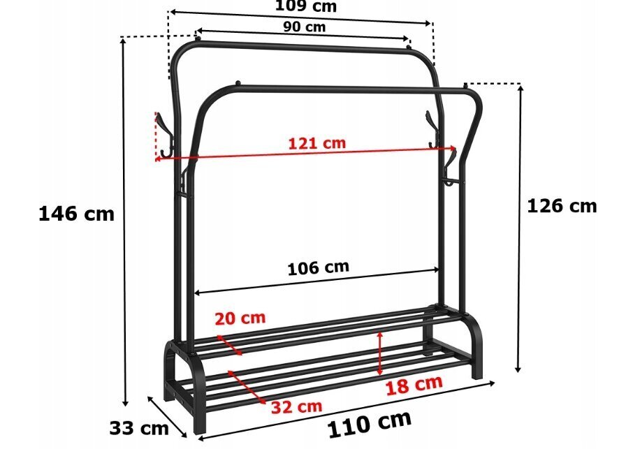 Gockowiak mustast metallist püstine riidepuu hind ja info | Riidepuud ja -kotid | kaup24.ee