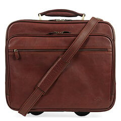 Дорожный чемодан на колесиках, натуральная кожа, коричневый, KATANA цена и информация | Чемоданы, дорожные сумки | kaup24.ee