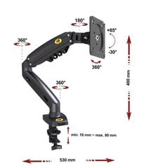 Monitorihoidik F80 17"-30" (kuni 10*10, kuni 10kg) цена и информация | Кронштейны для монитора | kaup24.ee