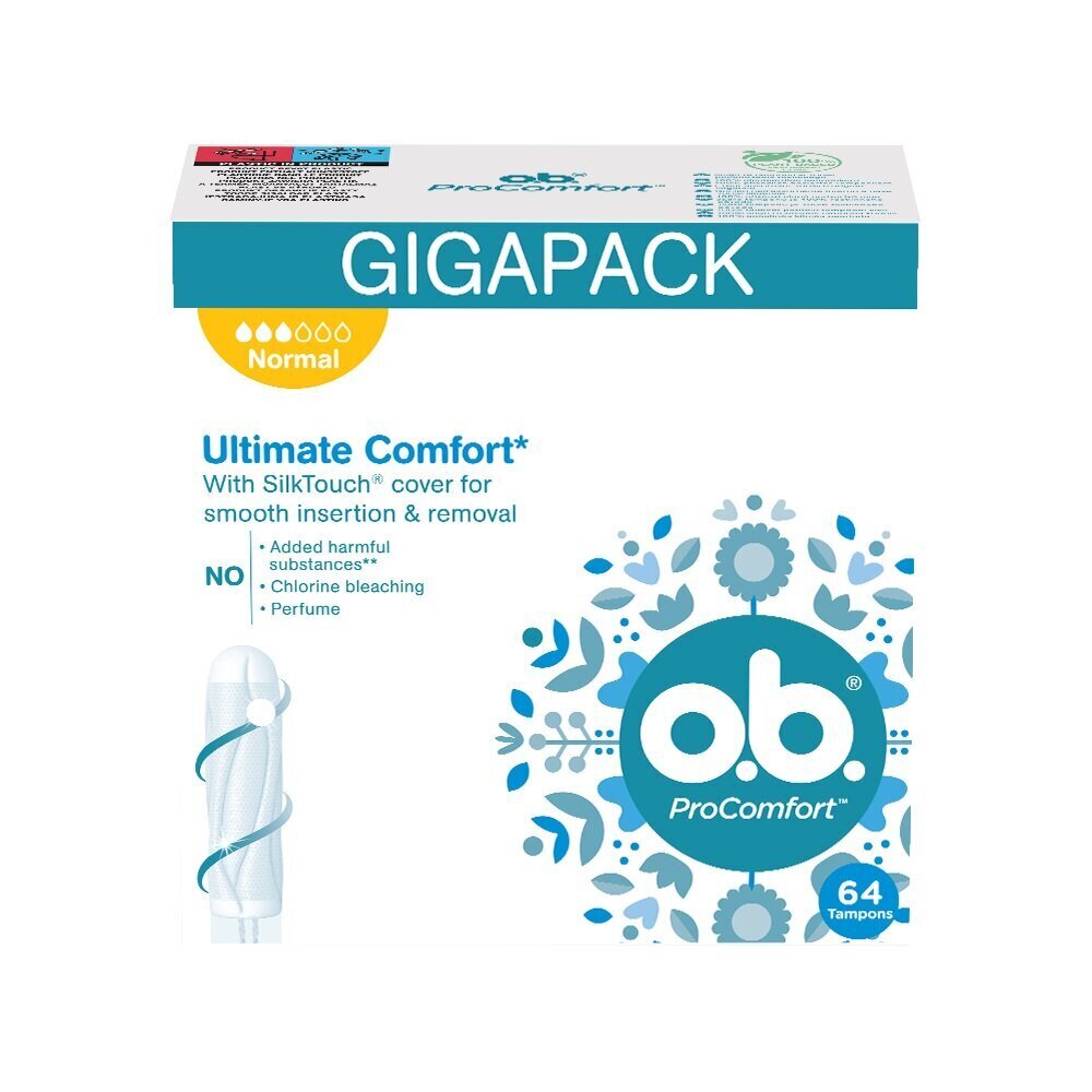 O.B. ProComfort Normaalsed tampoonid, 64 tk hind ja info | Tampoonid, hügieenisidemed, menstruaalanumad | kaup24.ee