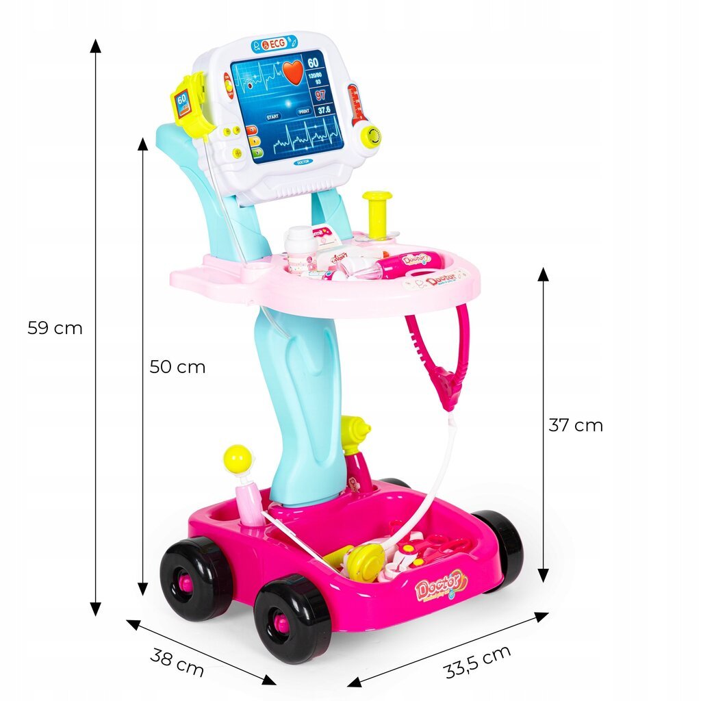 17 elemendiga arstikäru komplekt, LED helid цена и информация | Tüdrukute mänguasjad | kaup24.ee