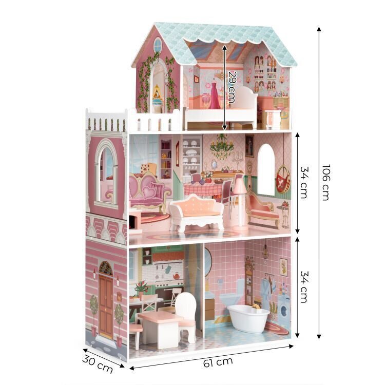 Suur nukumaja Barbie mööblikomplektiga Eco Toys D8112 hind ja info | Tüdrukute mänguasjad | kaup24.ee