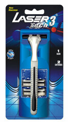 Бритва Laser Tech3 Razor+ 2 бритвенные головки цена и информация | Косметика и средства для бритья | kaup24.ee