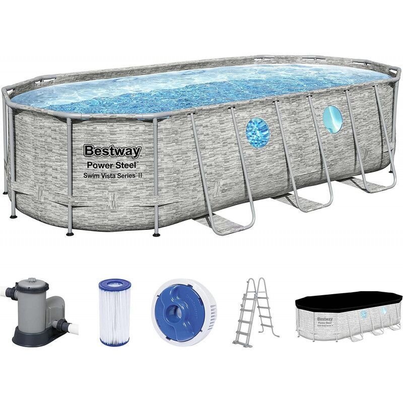 Karkassiga bassein Bestway Power Steel Swim Vista Oval 549x274x122 cm, filtriga hind ja info | Basseinid | kaup24.ee