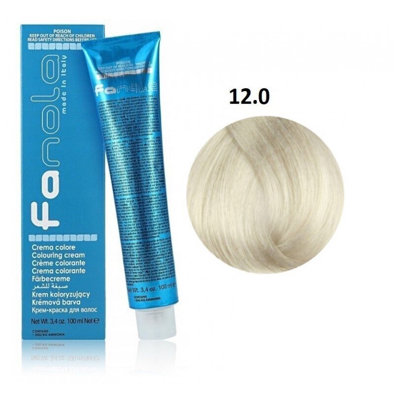 Professionaalne juuksevärv Fanola Color Cream, 12.0 Superlight Blonde Platinum Extra, 100 ml цена и информация | Juuksevärvid | kaup24.ee