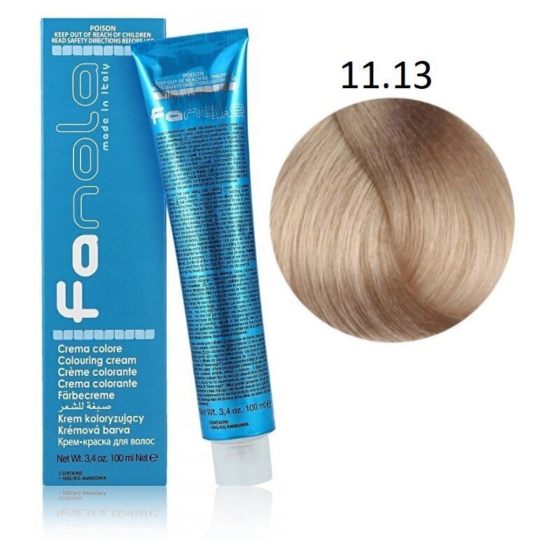 Professionaalne juuksevärv Fanola Color Cream, 11.13 Superlight Platinum Blonde Beige, 100 ml цена и информация | Juuksevärvid | kaup24.ee